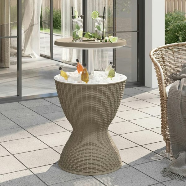 Berkfield 3-in-1 Ice Cooler Table Light Brown Polypropylene