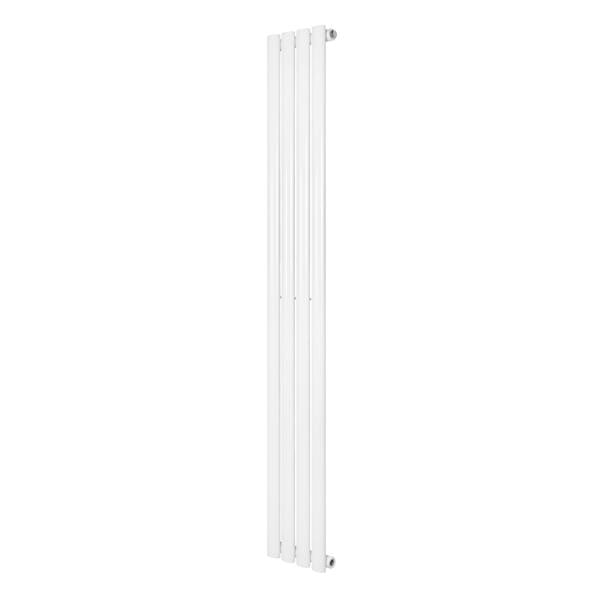 Sleek white oval single column radiator, 1600 x 240mm, featuring a modern design with smooth, vertical lines and a glossy finish