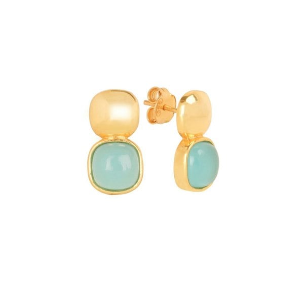 Lila Rasa Glossy Gold & London Blue Crystal Stud