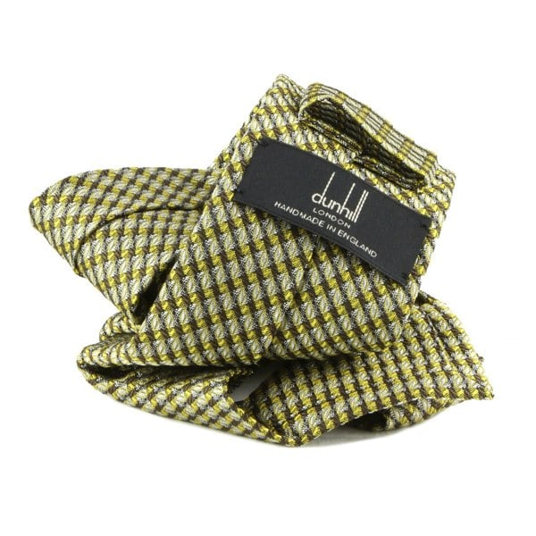 Dunhill luxurious mulberry silk and a grid check pattern yellow grey