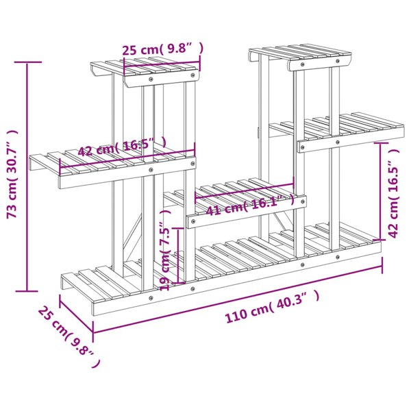 Berkfield Flower Stand 110x25x73 cm Solid Wood Fir
