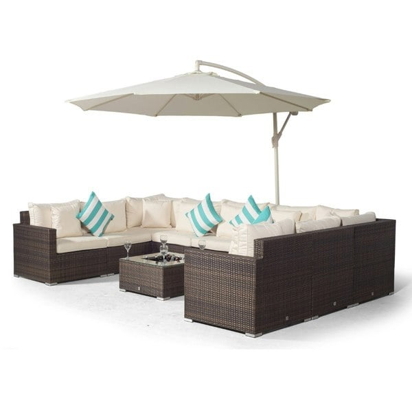 Giardino Havana 9 Seat Rattan Garden Sofa Set with Ice Bucket Coffee Table