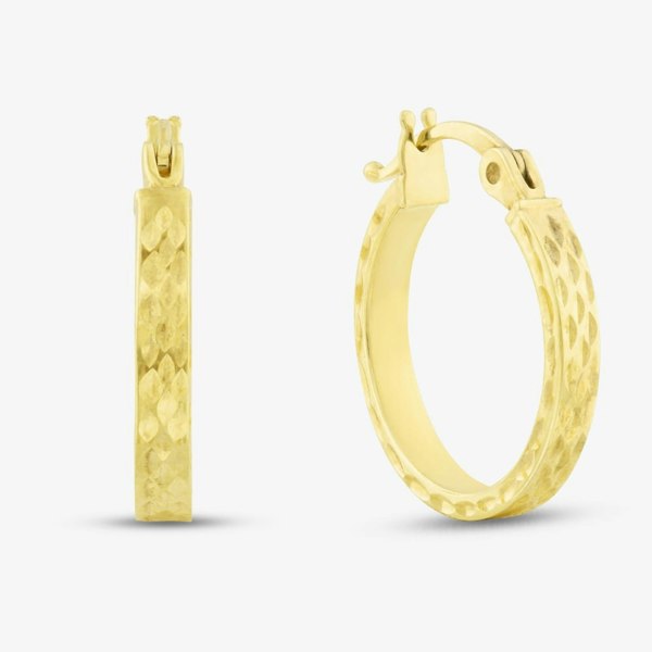 T. H. Baker 9ct Gold 10mm Diamond Cut Pine Hoop Earrings 1.51.1559