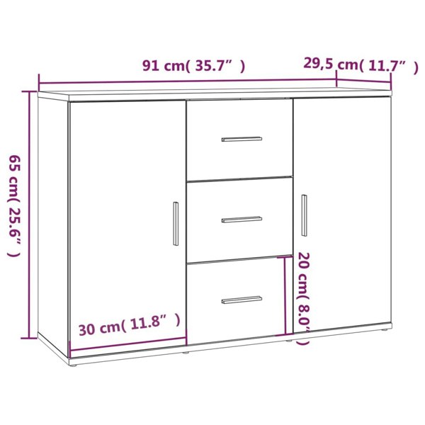 Berkfield Sideboard White 91x29.5x65 cm Engineered Wood