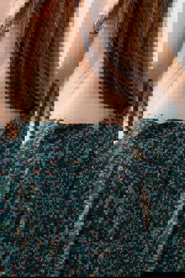 Lily & Me Bayberry Batwing Ditsy Print Top Green