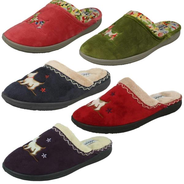 Padders Ladies Padders Wide Fitting Slipper Mules Scotty