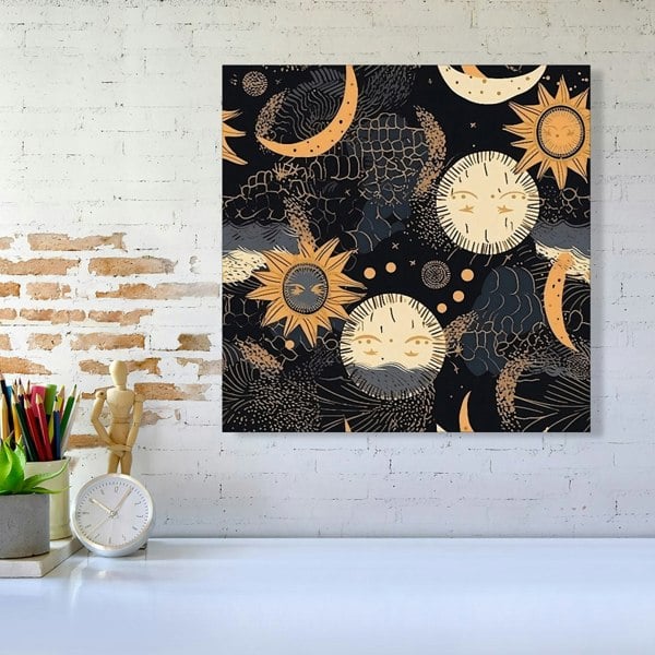 Warren Reed Gold Sun and Moon Canvas