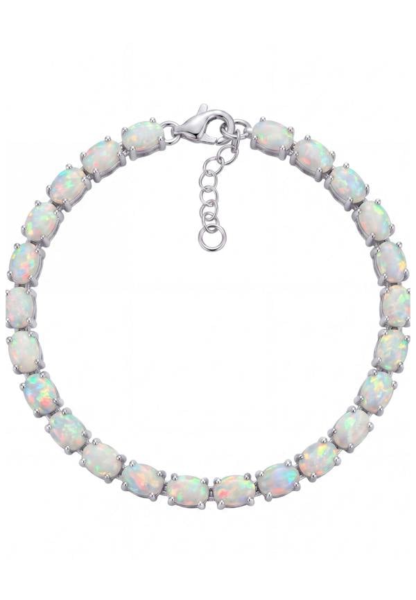 Latelita White Opal Tennis Bracelet Silver