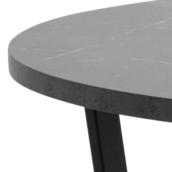 Wyld Haus Stovring Black Marble Effect Round Dining Table Black Legs