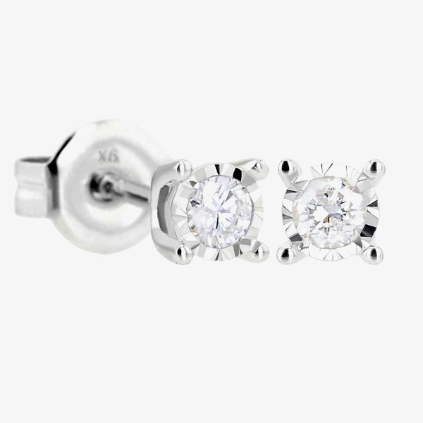 T. H. Baker 9ct White Gold Diamond 0.12ct Stud Earrings TH0123336