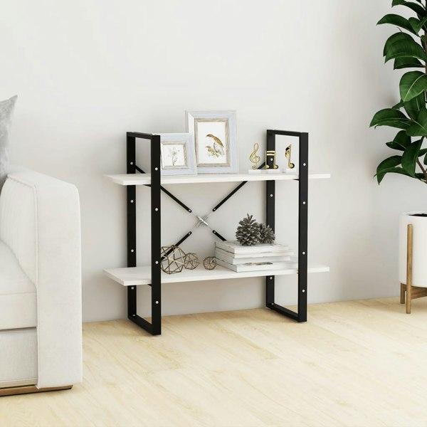 Berkfield 2-Tier Book Cabinet White 80x30x70 cm Solid Pine Wood