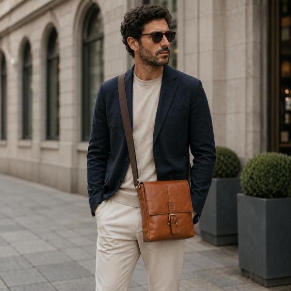 Ashwood Small Real Leather Flight Side Bag: Murphy