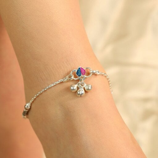 The Colourful Aura Black Red Enamel Pipe Silver Plated Asian Indian Payal Anklet