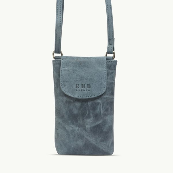 Real Hide Bags 'THEA' Denim Distressed Real Leather Mobile Phone Crossbody Bag