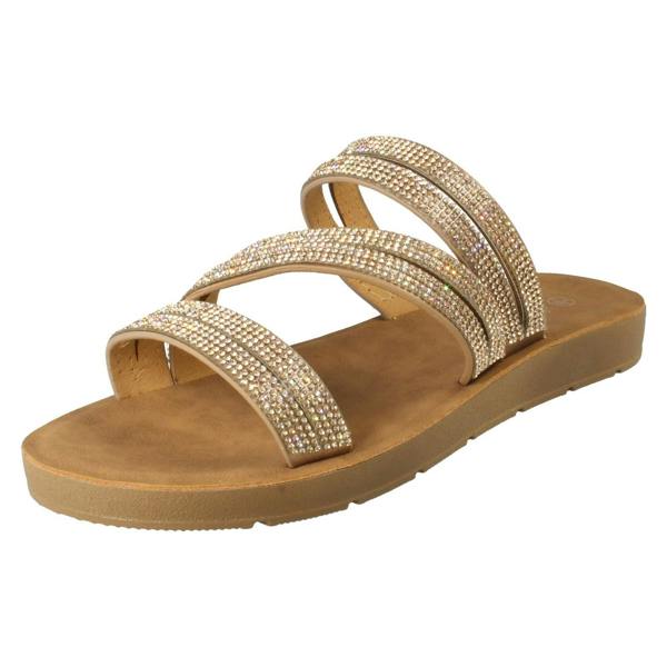 Savannah Ladies Savannah Slip On Diamante Detailed Summer Sandals F00448