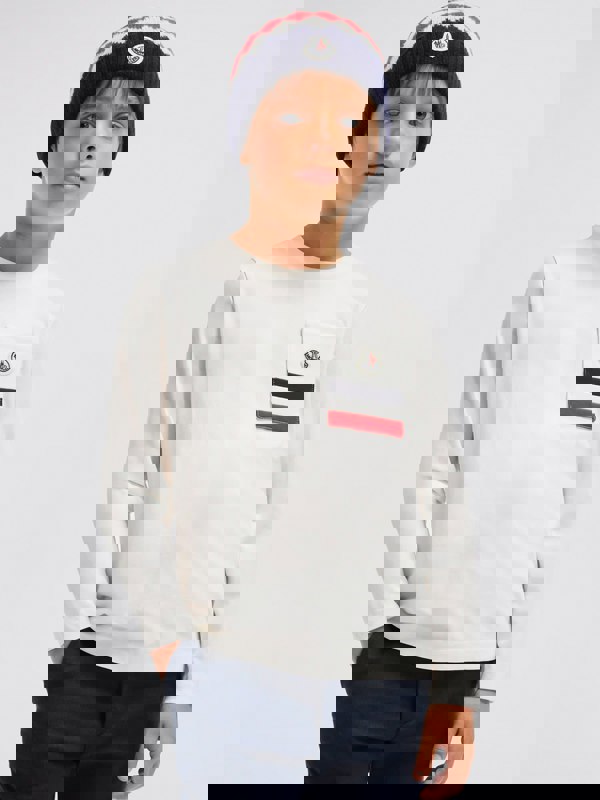 Moncler Enfant Boys Long Sleeve Logo T-Shirt in White