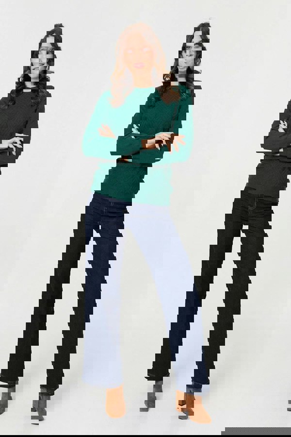 Green | Chevron Soft Knit Long Sleeve Jumper
