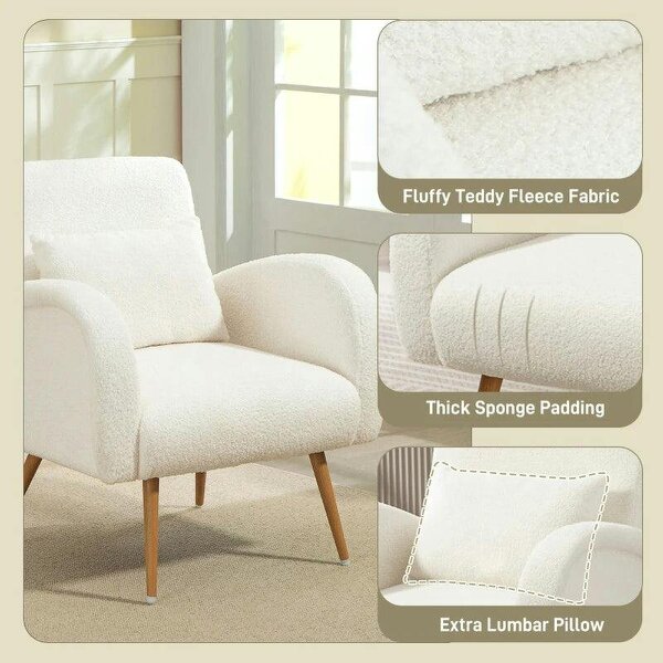 Teddy Fleece Accent Chair - Cream White
