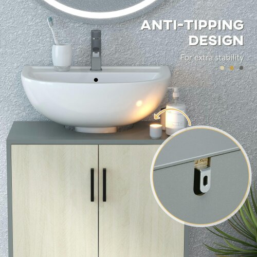 Wyld Haus Nabavi Natural Finish Under Sink Vanity Cabinet With Double Doors And Internal Shelving