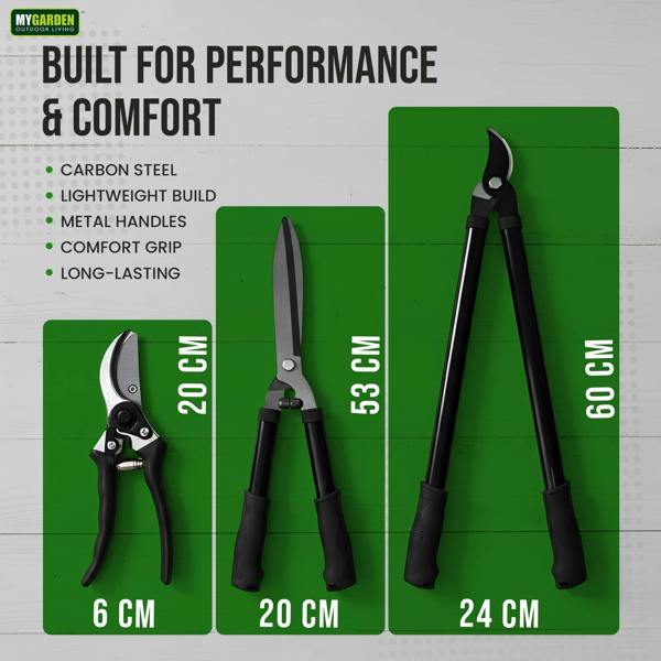 My Garden Outdoor Living My Garden Hedge Shears Pruner Bypass Loppers Set of 3 - Pruning Secateurs Hedging Shear & Tree Loppers with Ultra Sharp Blade