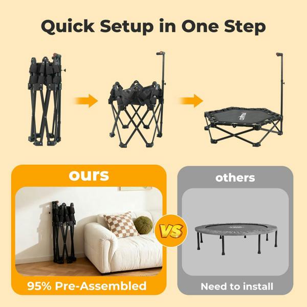 Centra Trampoline Rebounder Mini Fitness Folding Exercise Home Gym Bouncer