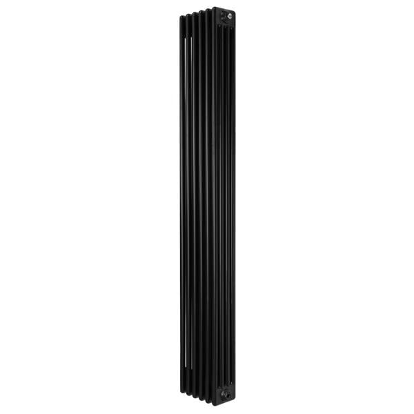 Traditional black 4 column radiator, 1800 x 290mm, featuring a sleek, vertical design with a smooth matte finish and sturdy construction