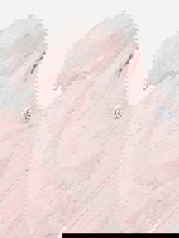 iAMe Girls Short Sleeve Embroidered Dress in Pink