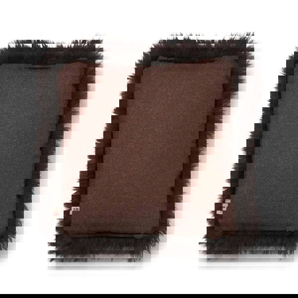 Long-Wool Sheepskin Cushion | 52x52 cm Brown/Chocolate