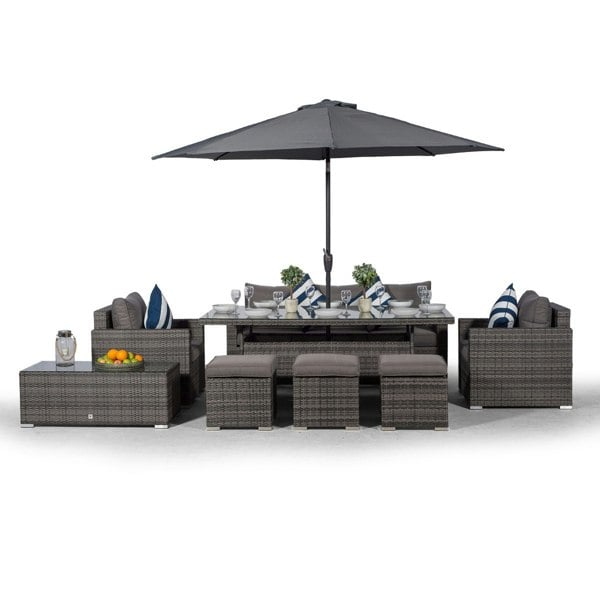 Giardino Sydney 8 Seater Conversation Dining Set With Coffee Table & 3 Stools