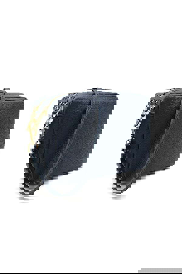 Pluspup Italian Genuine Leather Crossbody Bag with Double Zipper Compartments