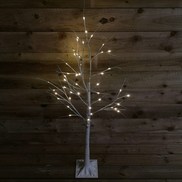 Samuel Alexander 1.2m (4ft) Indoor Outdoor Christmas Lit Birch Tree with 48 Warm White LEDs