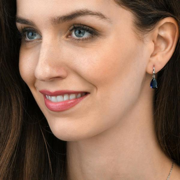 namana 925 Sterling Silver Blue Pear Drop Earrings
