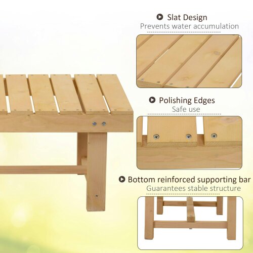 Wyld Haus Liveba 110cm Fir Wood Natural Backless 2 Seater Garden Bench Set With Slatted Seats