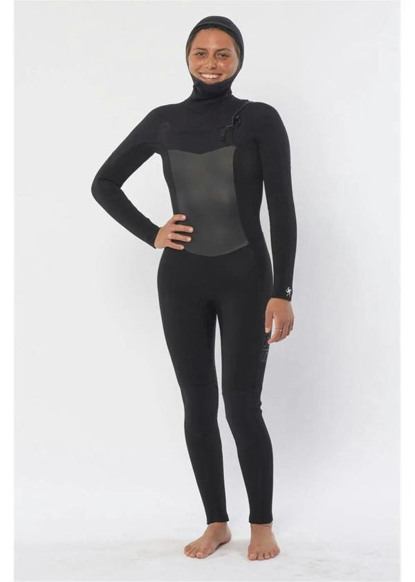 Sisstr 7 seas 5/4 Hooded Chest Zip Wetsuit - Black