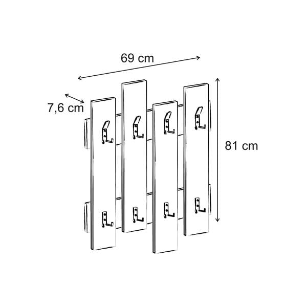 Decortie Wave Modern Wall-Mounted Coat Hanger with 8 Hooks 69 Width