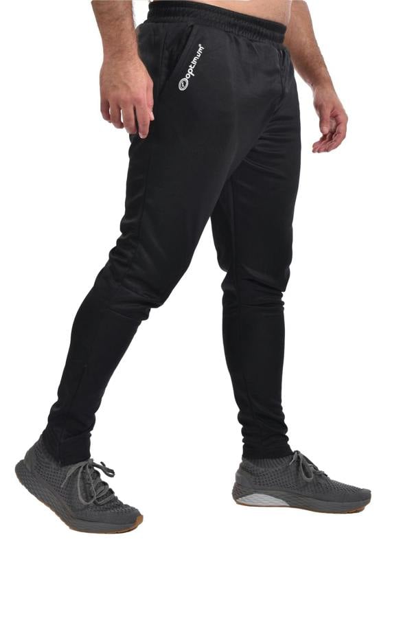 Tempo Skinny Tapered Tracksuit Bottoms – Black, Stretch, Durable - Optimum
