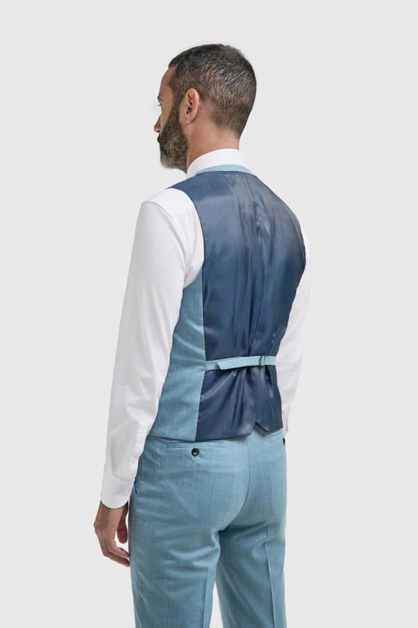 House of Cavani James - Men's Light Blue 3 Piece Textured Suit