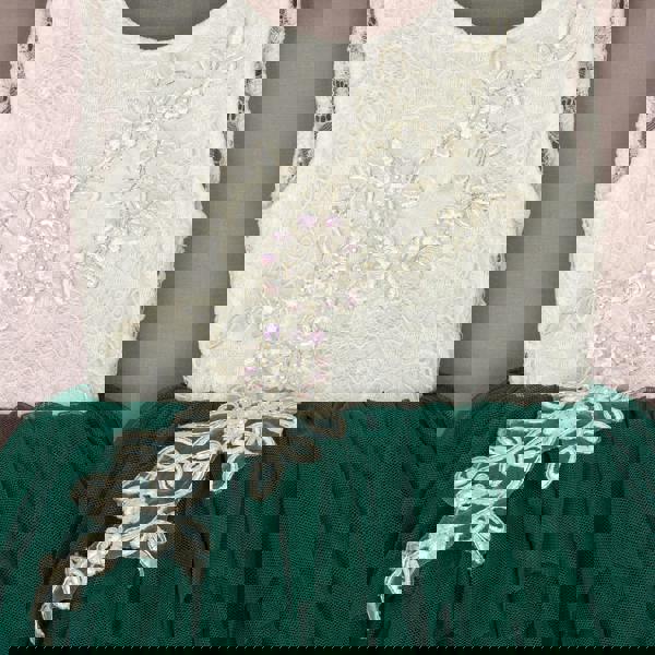 UK Flower Girl Boutique Boho Dreams Dress - Hunter Green Applique