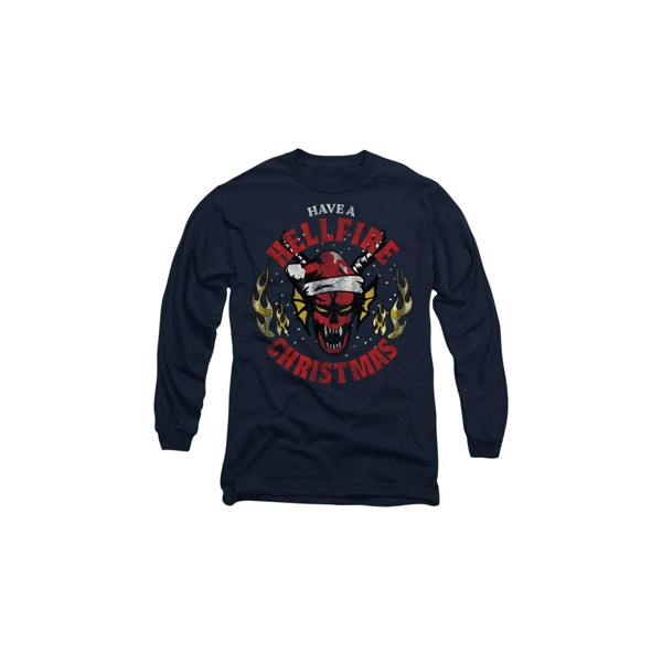 Stranger Things Unisex Adult Hellfire Christmas T-Shirt - Navy - 