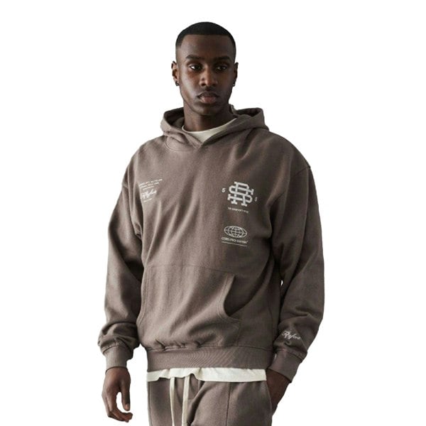 Fiftyfive Mens Versus Logo Hoodie - Brown