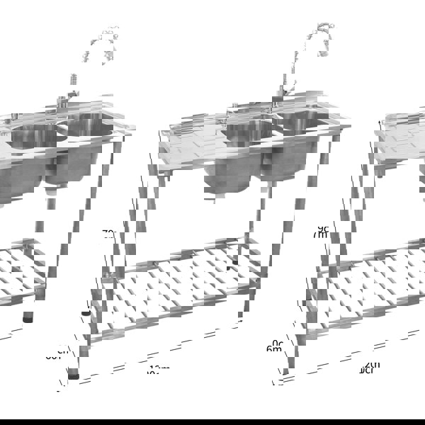 KuKoo Commercial Catering Sink Double Bowl / Left Hand Drainer