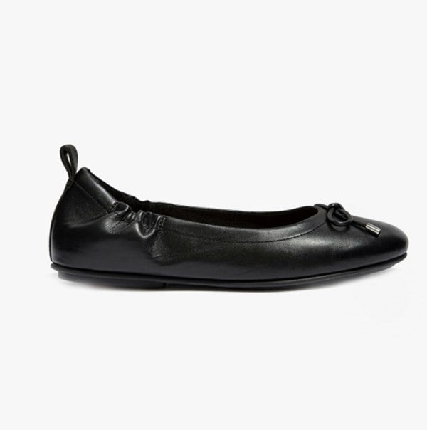FitFlop ALLEGRO Womens Leather Ballerina Shoes All Black