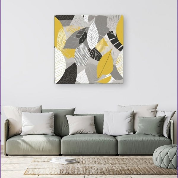 Warren Reed Grey Yellow Autumn Leaves Canvas