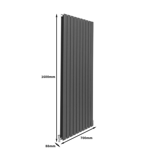 Designer Flat Panel Radiator - Anthracite Grey (1600mm x 700mm)