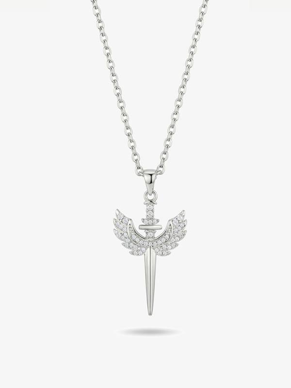 Muchv Sparkling Sword With Wings Necklace in Gold or Silver