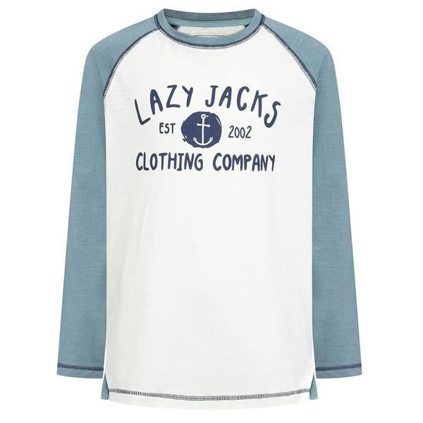 Lazy Jacks Boys Printed Cotton Long-Sleeved T-Shirt - Niagara Blue