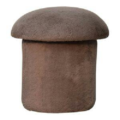 Wyld Haus Pont Aven Grey Faux Fur Mushroom Footstool