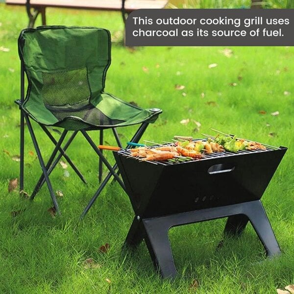 Dyzi Foldable Charcoal BBQ Grill 44x29cm Portable Camping Barbecue