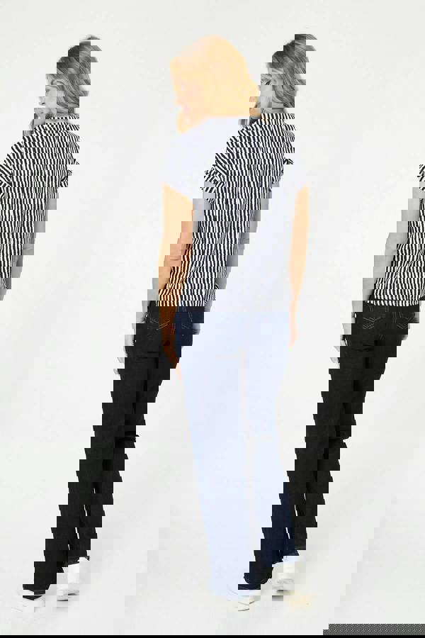 Navy | Striped Cap Sleeve Relaxed Blouse
