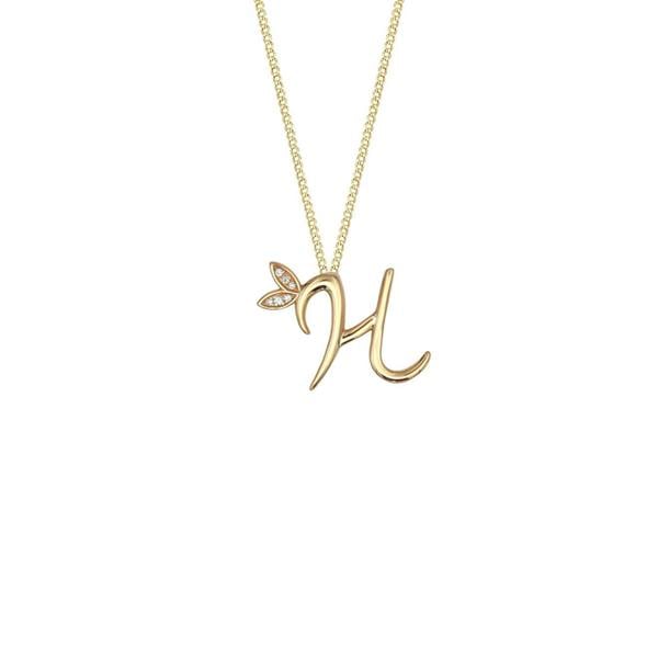 Say It With Winged Diamond Initial Necklace - Yellow Gold